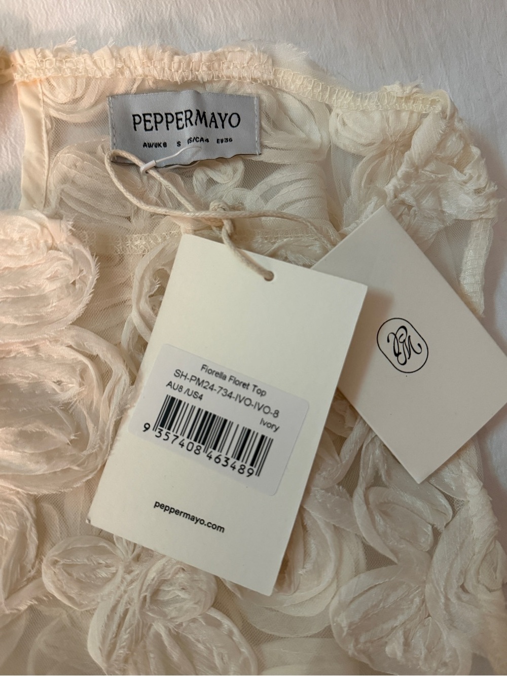 NWT Peppermayo Ivory Fiorella Floret Set (US 4) - Picture 7 of 10